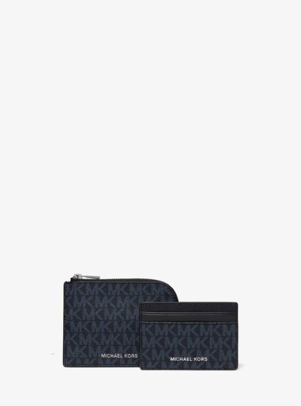 Panske Penazenky Michael Kors Hudson Logo 2-in-1 Modre - Doplnky Michael Kors Nejlevnejsi | QZMBC-4135